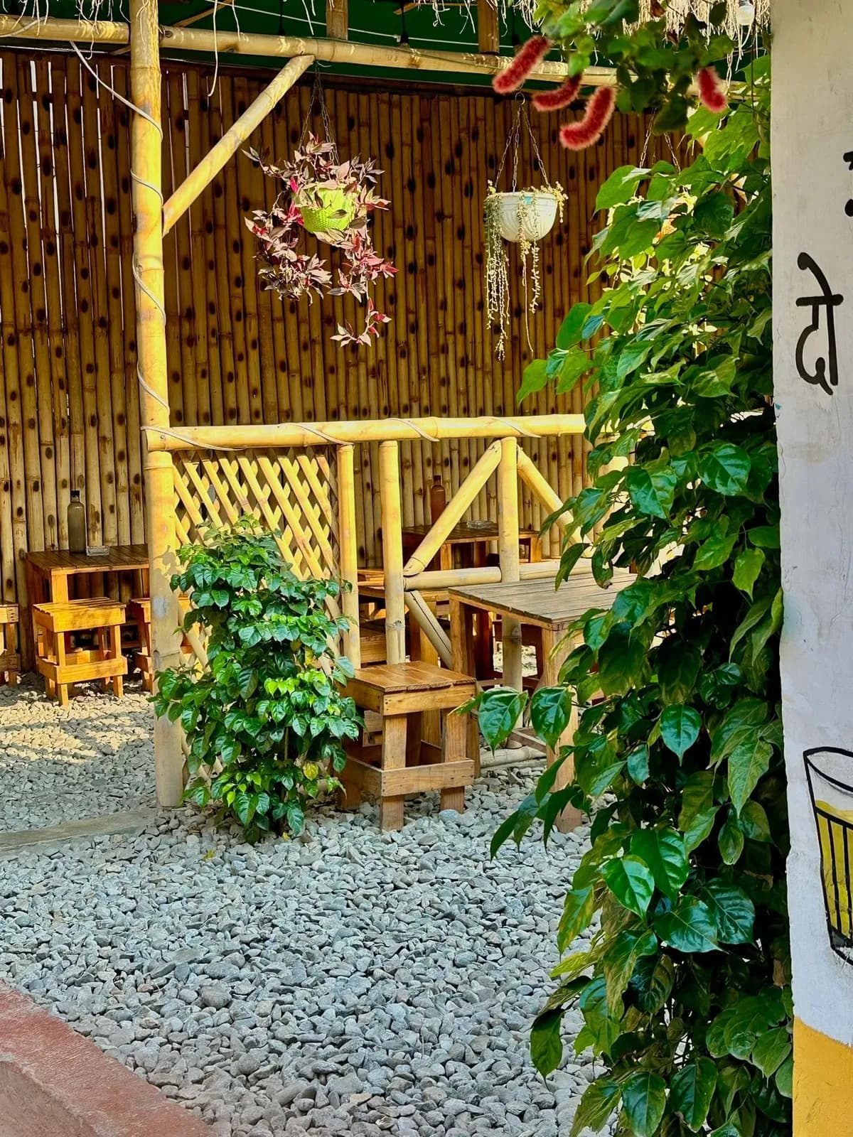 Bamboo booths at Chiya Table